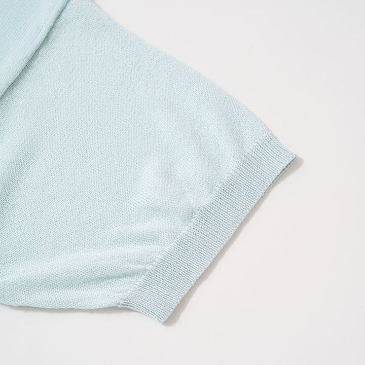 [Machine Washable] Sheer Short-Sleeve Knit Top,Black, medium image number 16