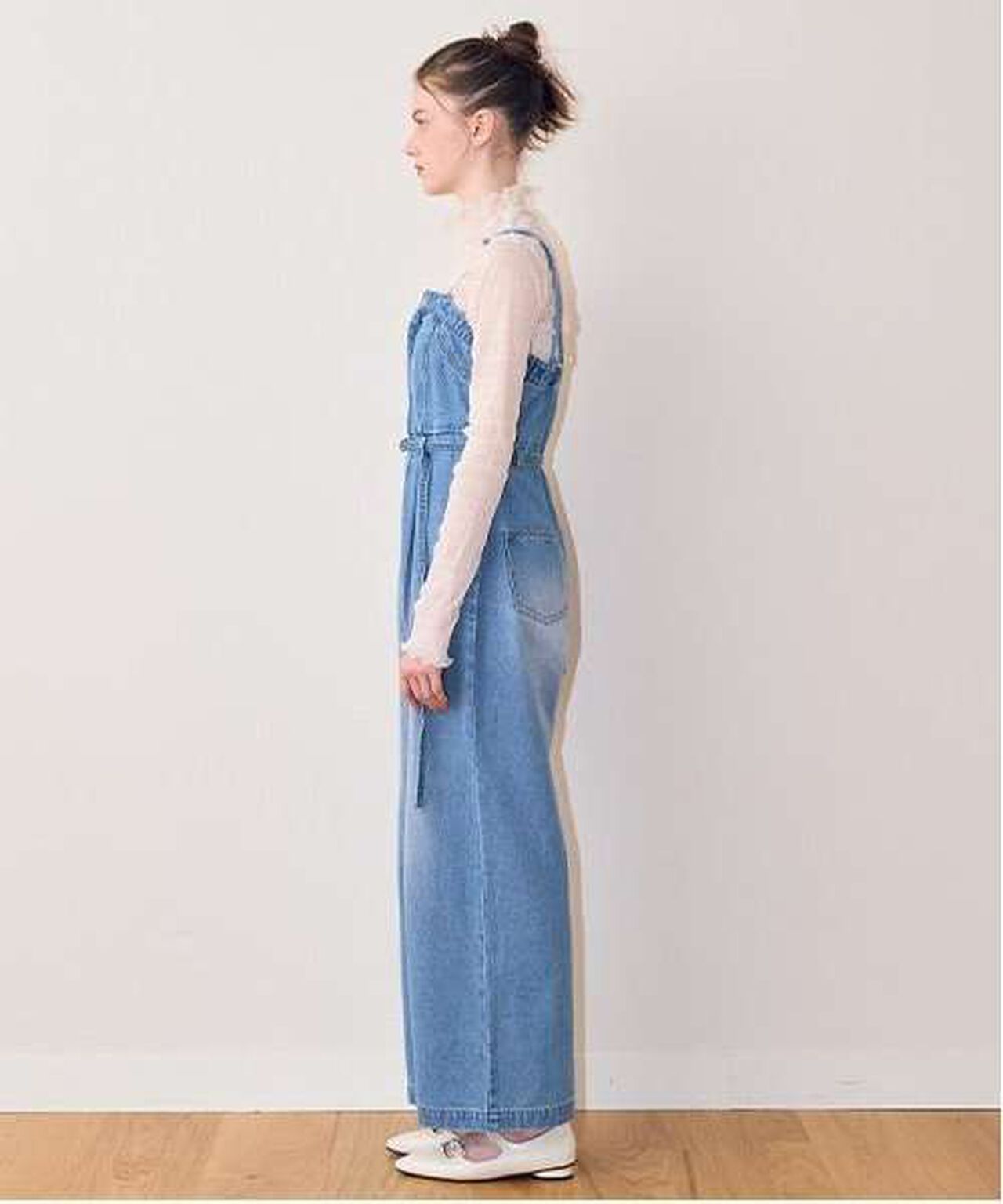 Denim Overall Jumpsuit,Gray, large image number 1