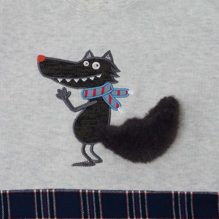 Wolf Hem Checkered Sweatshirt,Smoke white, medium image number 3