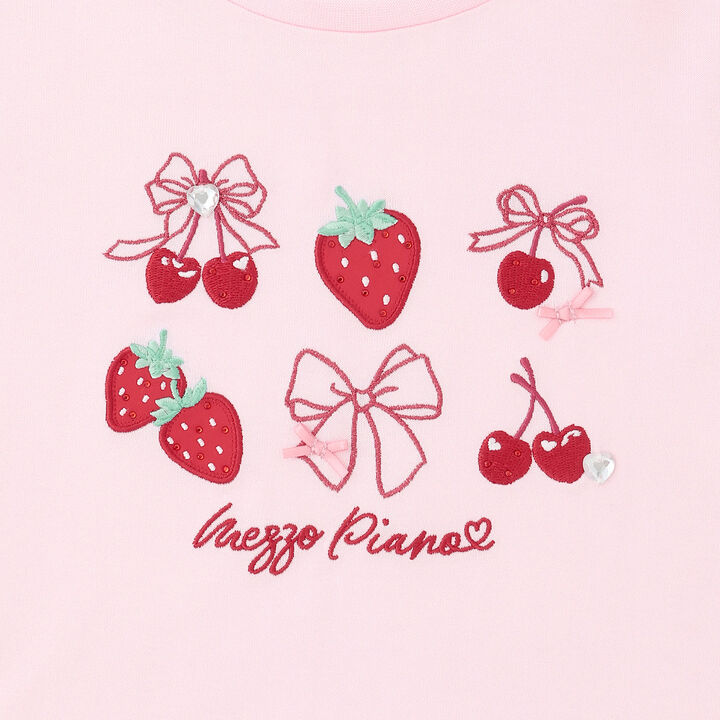 Strawberry Cherry Appliqu&eacute; Long-Sleeve T-Shirt,Light pink, medium image number 4