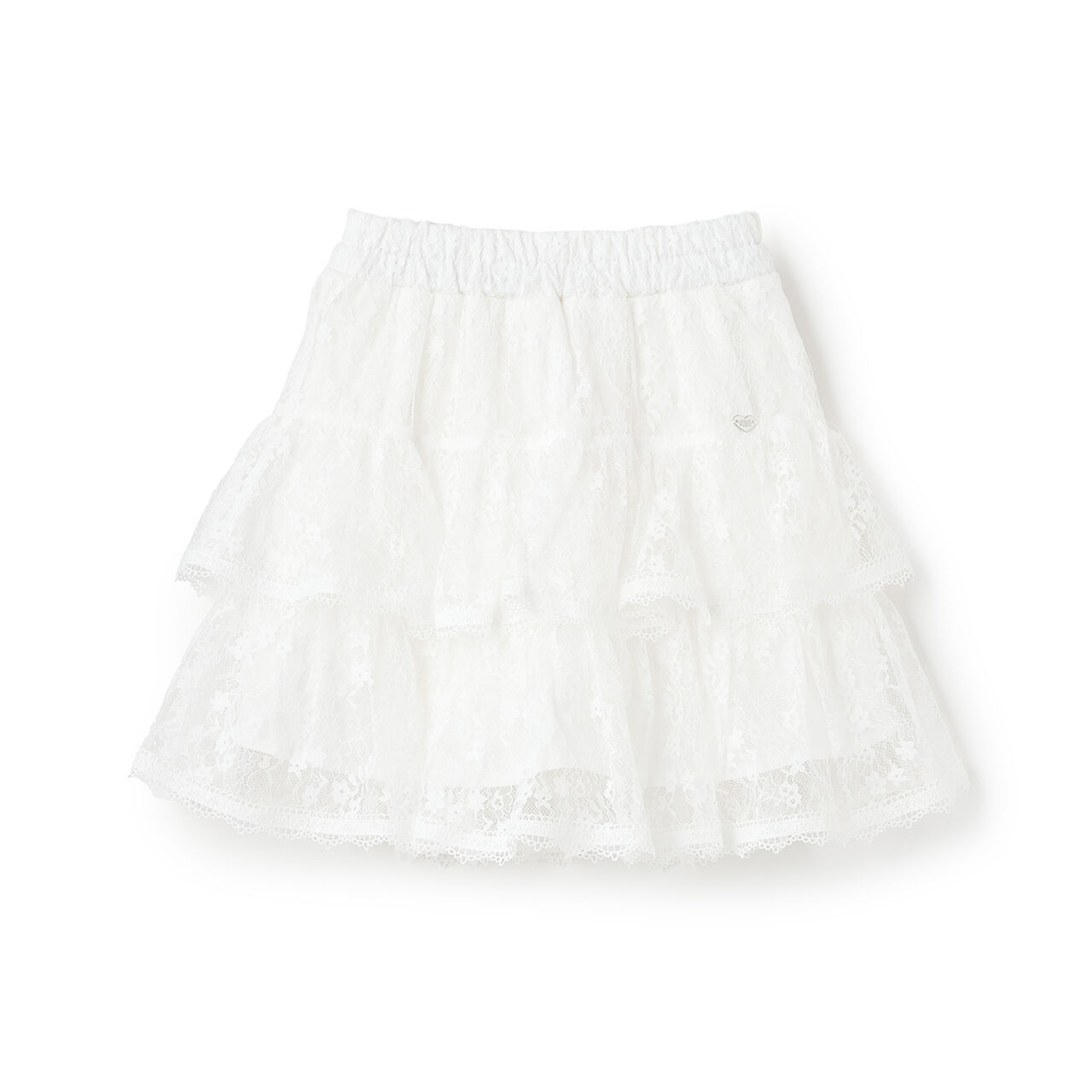 Lace Hem Tiered Skirt with Shorts,Off white, large image number 0
