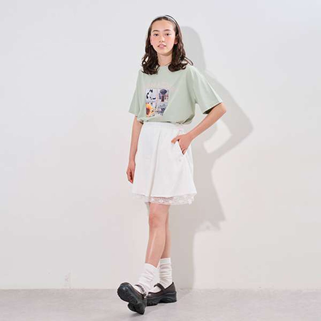 Lace Hem Culottes,Off white, large image number 17