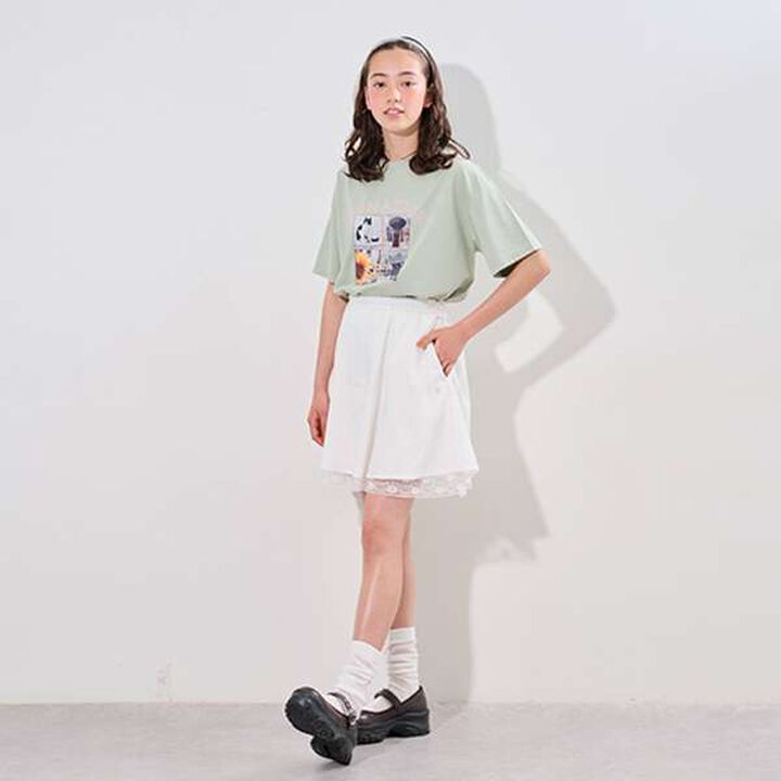 Lace Hem Culottes,Off white, medium image number 17