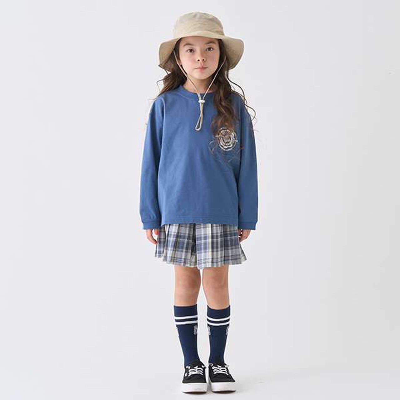 Check Pleats Culottes,Black, large image number 0