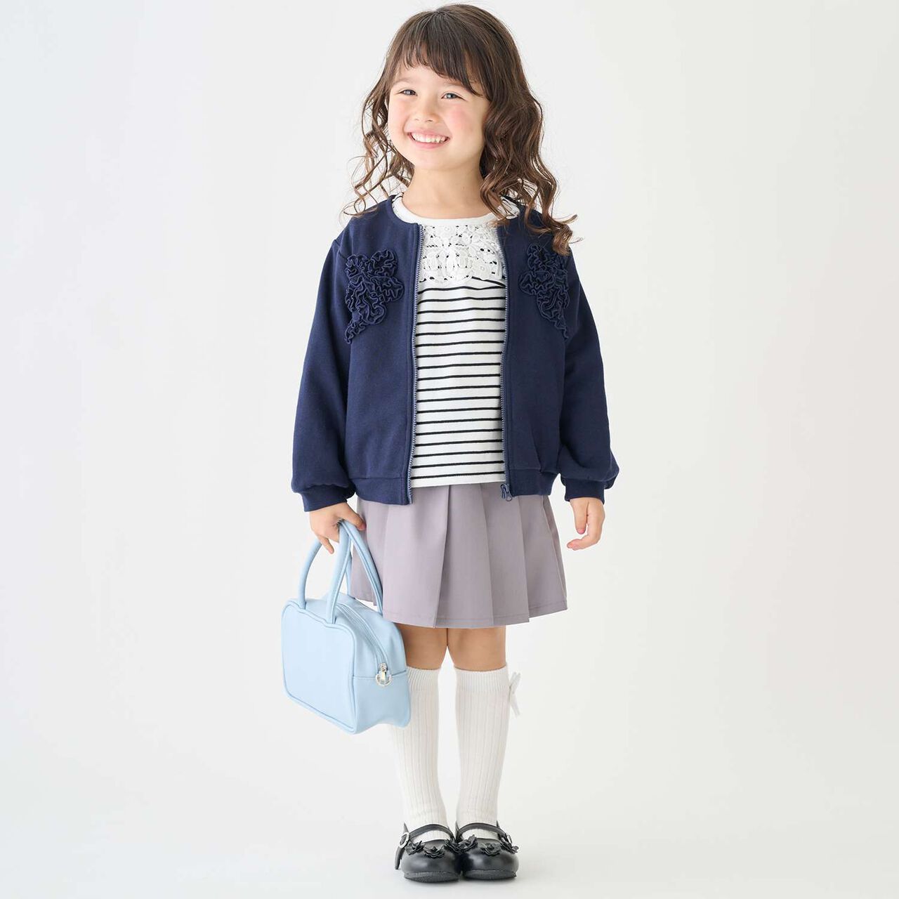 [Parent-Child Matching] Leather-Look Boston Bag,Sax blue, large image number 2