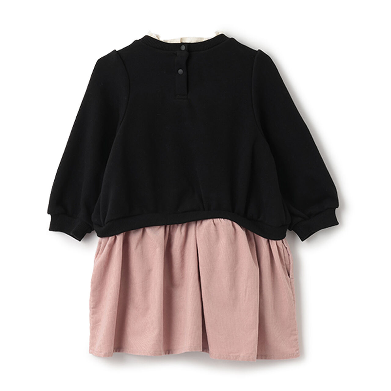 Heart Embroidery Color Block One-Piece Dress,Black, large image number 7