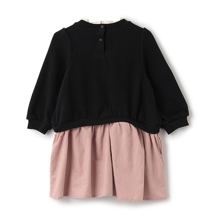 Heart Embroidery Color Block One-Piece Dress,Black, medium image number 7