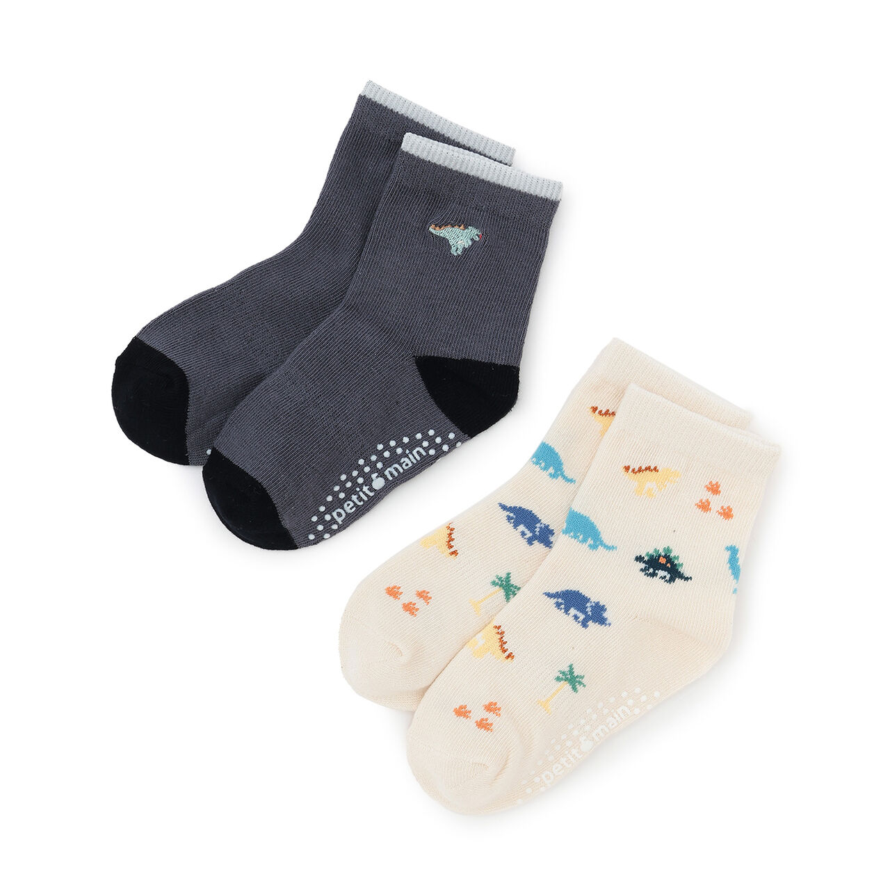 Dinosaur & Car Socks 2-Pack,Charcoal gray, large image number 0