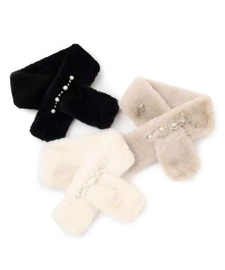 Pearl Line Fur Tippet,Off white, medium image number 5