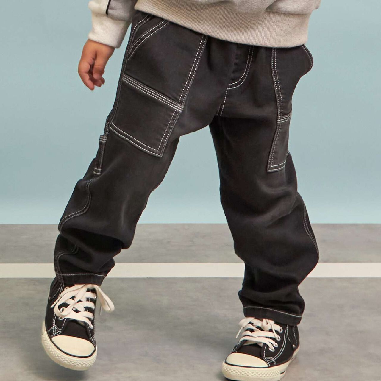 Stretch Denim Painter Pants,Navy, large image number 13