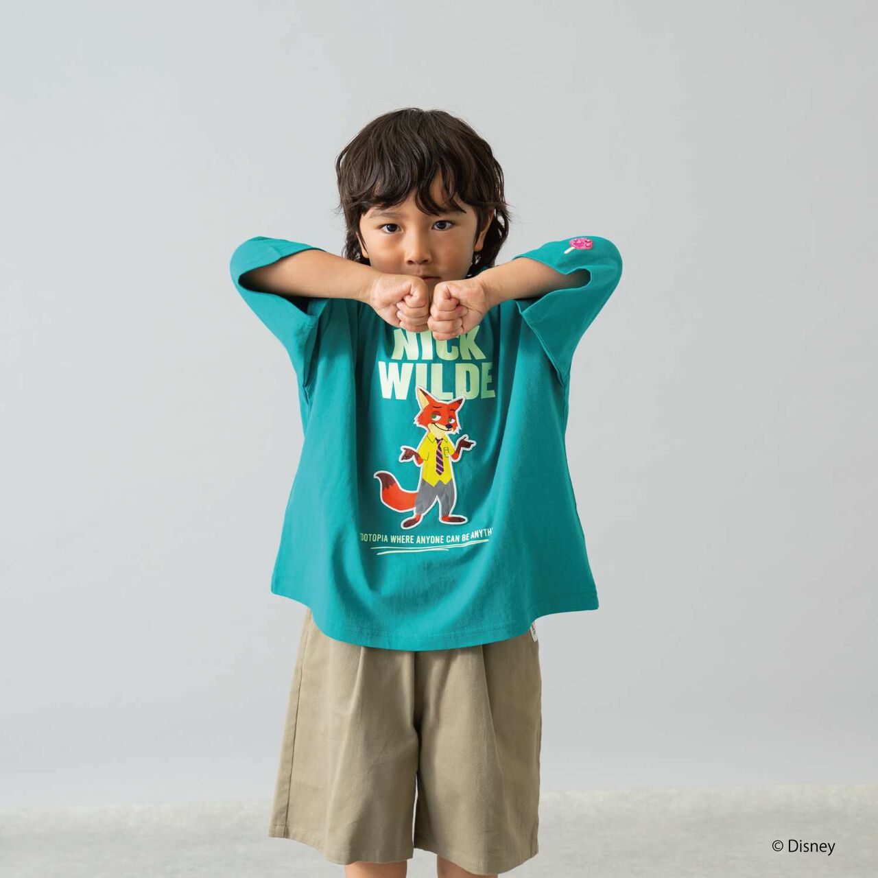 [Zootopia] Patch Embroidered Big Half T-Shirt,Green, large image number 8