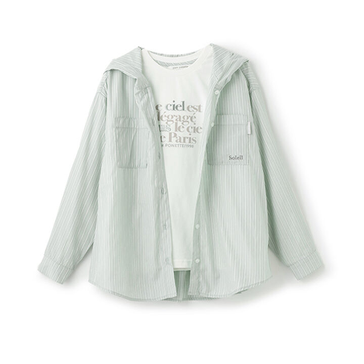 Long Sleeve Shirt Parka + Long Sleeve T-Shirt Set,Blue gray, medium image number 8