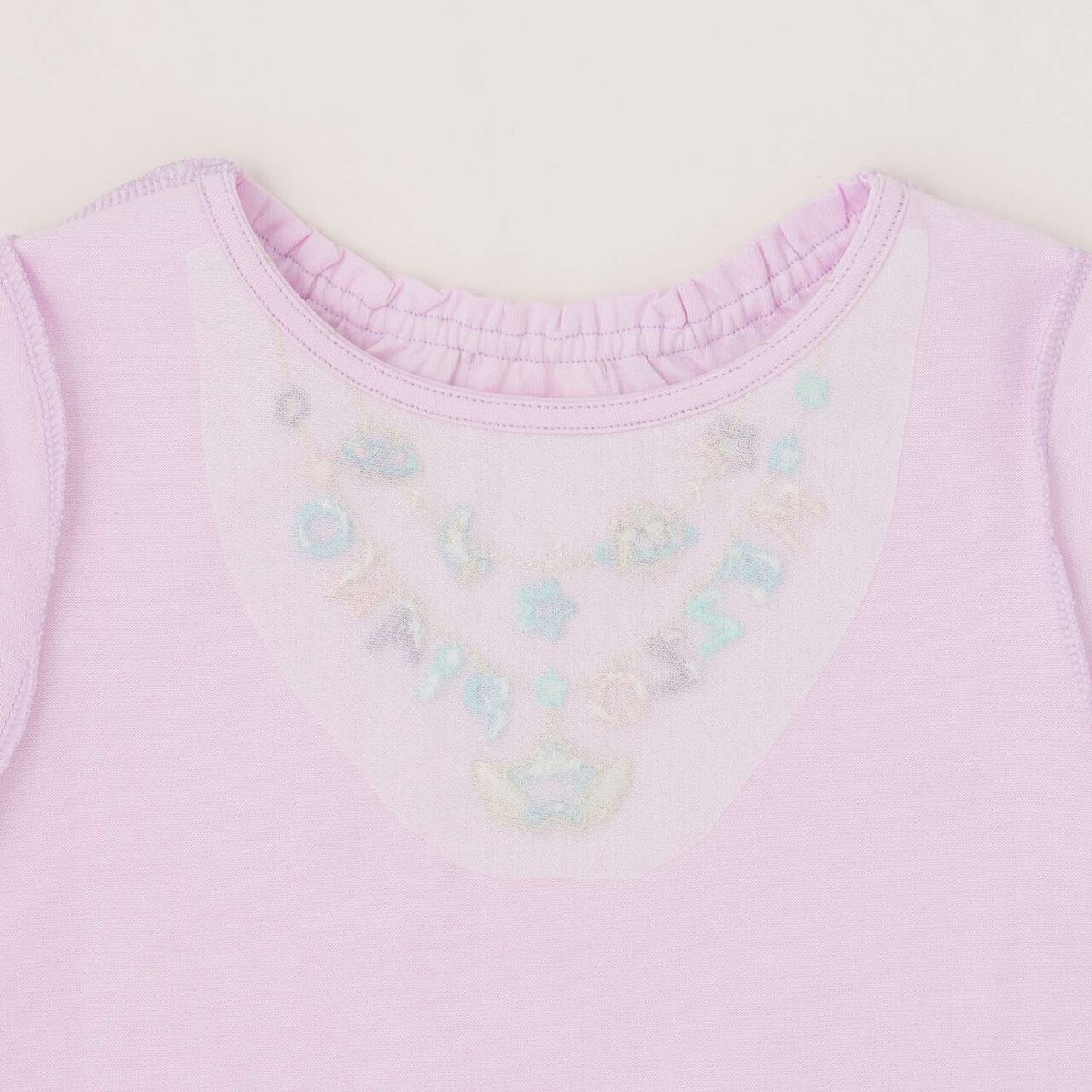 Necklace Embroidery Sleeve Frill Short Sleeve T-Shirt,Off white, large image number 3