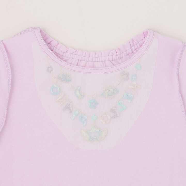 Necklace Embroidery Sleeve Frill Short Sleeve T-Shirt,Off white, medium image number 3