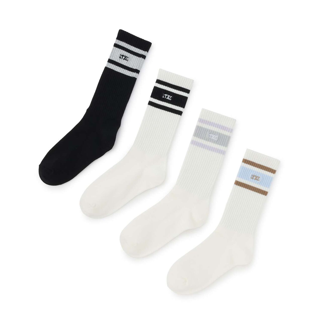[LTXC] Multi-Stripe Mid-Calf Socks,Black, large image number 3