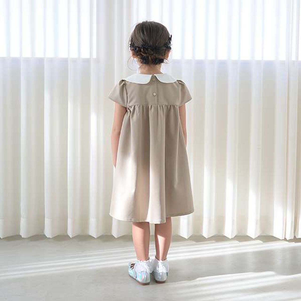 [Occasion-Ready] Round Collar One-Piece Dress with Ribbon,Mint, large image number 3