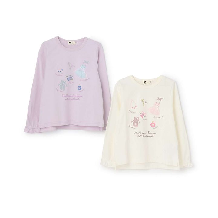 Ballet Motif Long-Sleeve T-Shirt,Off white, medium image number 7