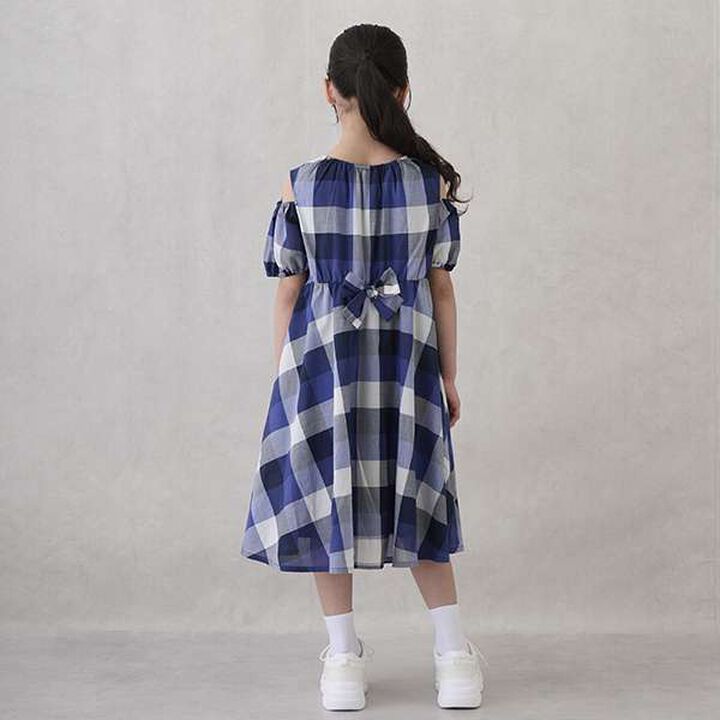 [Link] Off-Shoulder Check One-Piece Dress,Red, medium image number 8