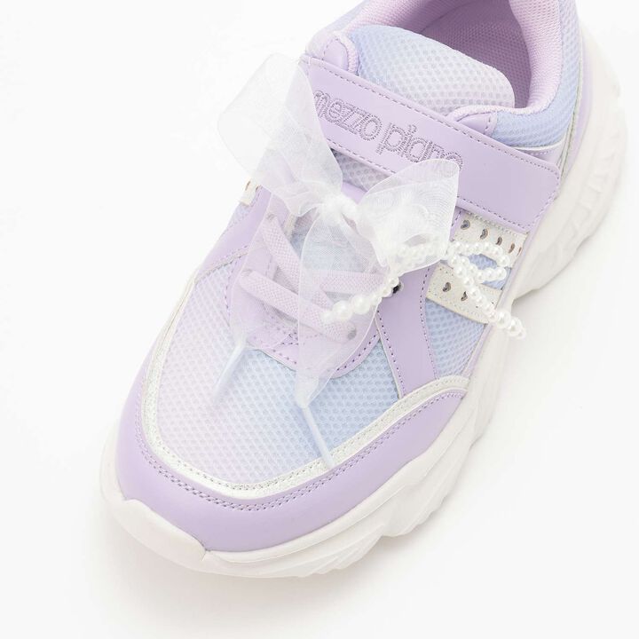 Charm-Attached Heart Velcro Sneakers,Lavender, medium image number 4