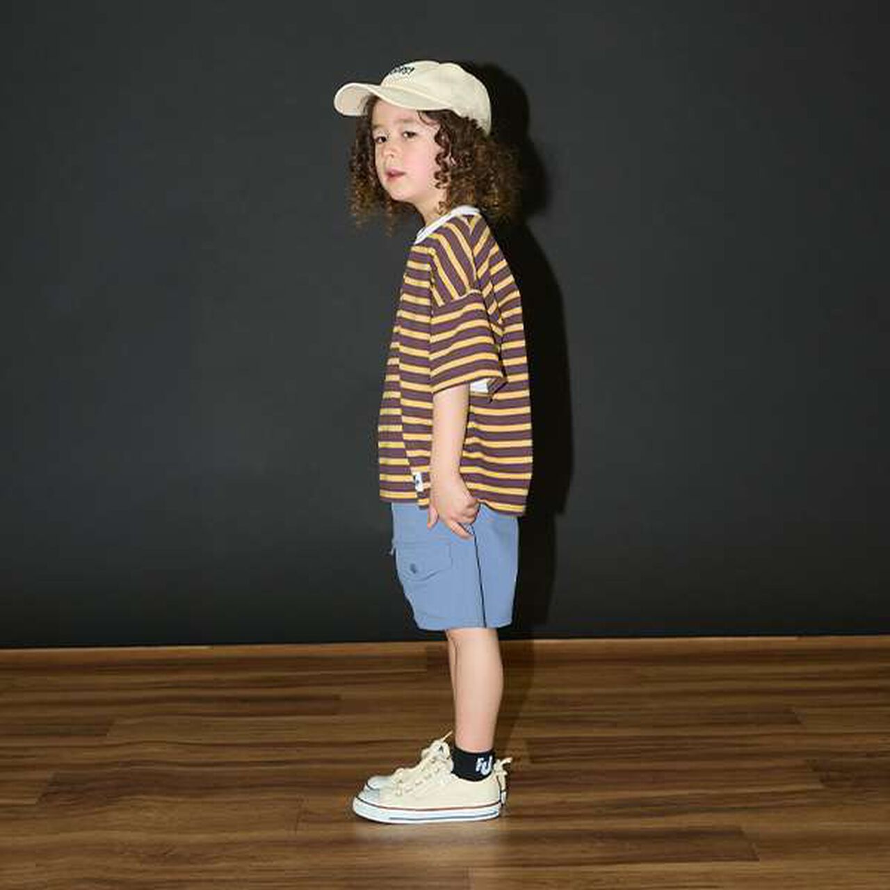 [Kaiteki Tenjiku] Print Stripe Big T-Shirt,Mustard, large image number 5