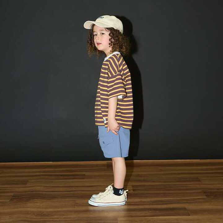 [Kaiteki Tenjiku] Print Stripe Big T-Shirt,Mustard, medium image number 5