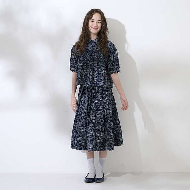 [AMI] Flower Bird Shirring Blouse,Navy, medium image number 4