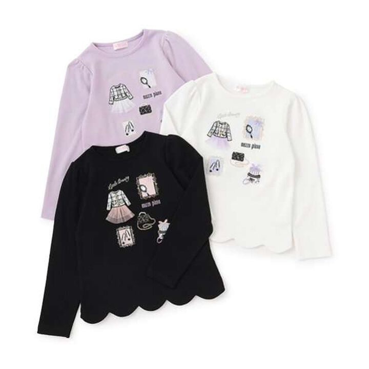 Frame Scalloped Hem Long Sleeve T-Shirt,Lavender, medium image number 7