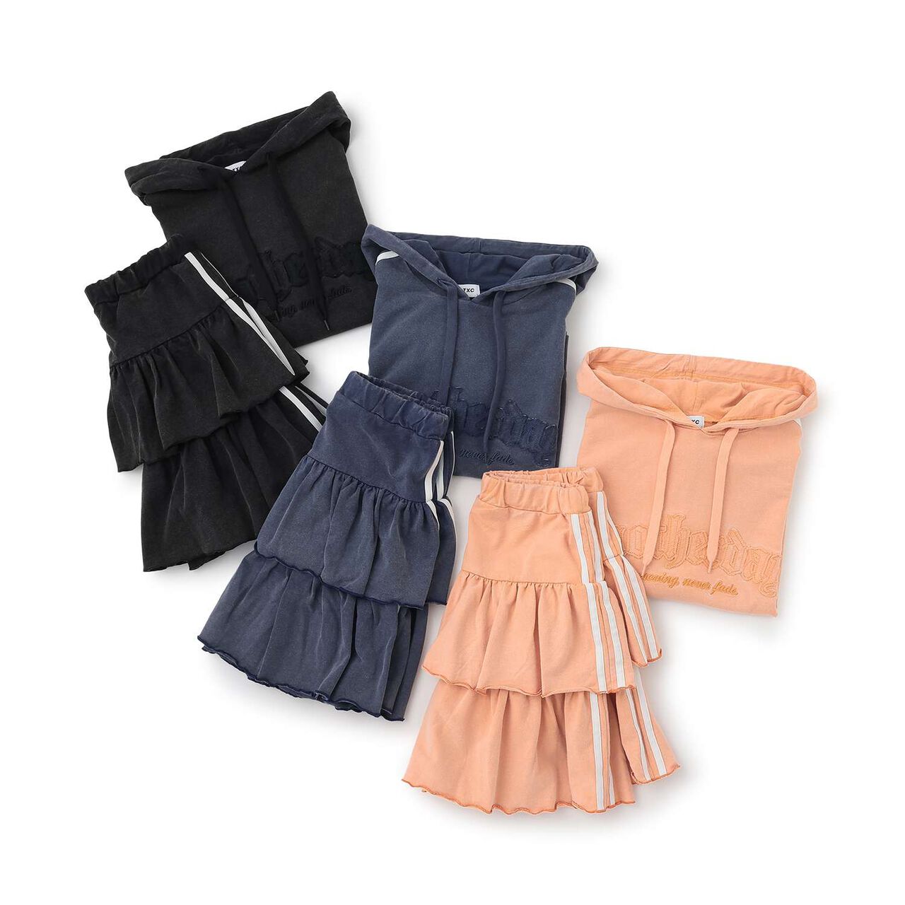 [LTXC] 100% Cotton Pigment-Dyed Tiered Outfit Set,Navy, large image number 10
