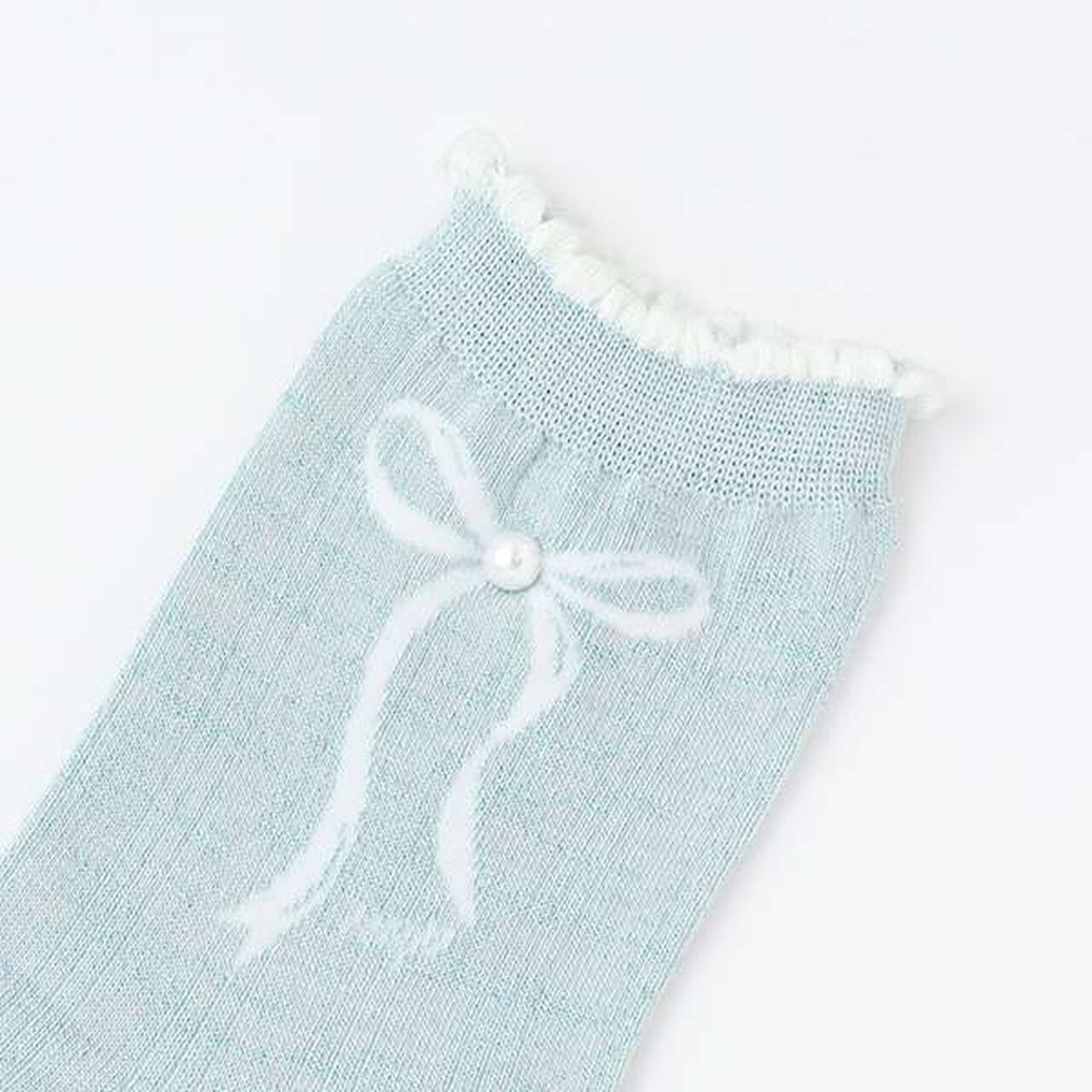 Ribbon & Pearl Socks,Light pink, large image number 1