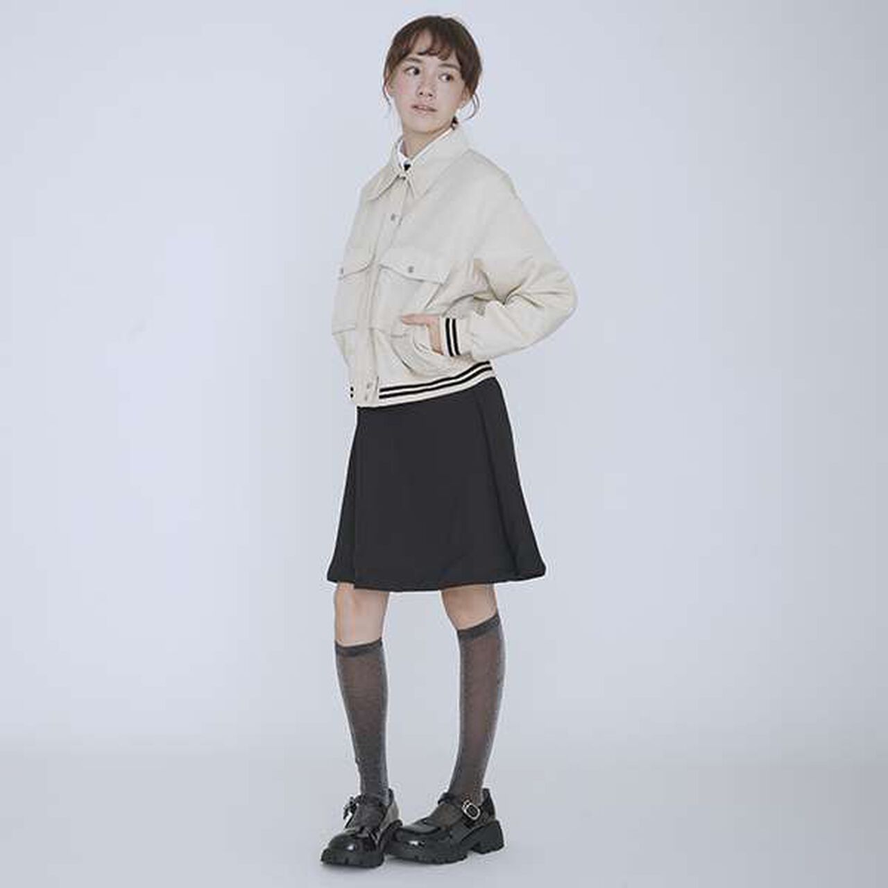 [AMI] Reversible Jumper Skirt,Black, large image number 7