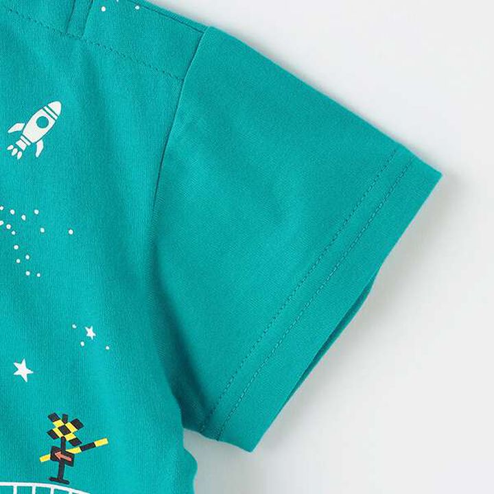 Space and Train Short Sleeve T-Shirt,Blue green, medium image number 6