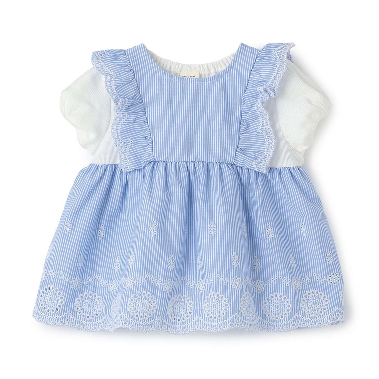 Short-Sleeve Tunic with Shoulder Frills,Blue, large image number 0