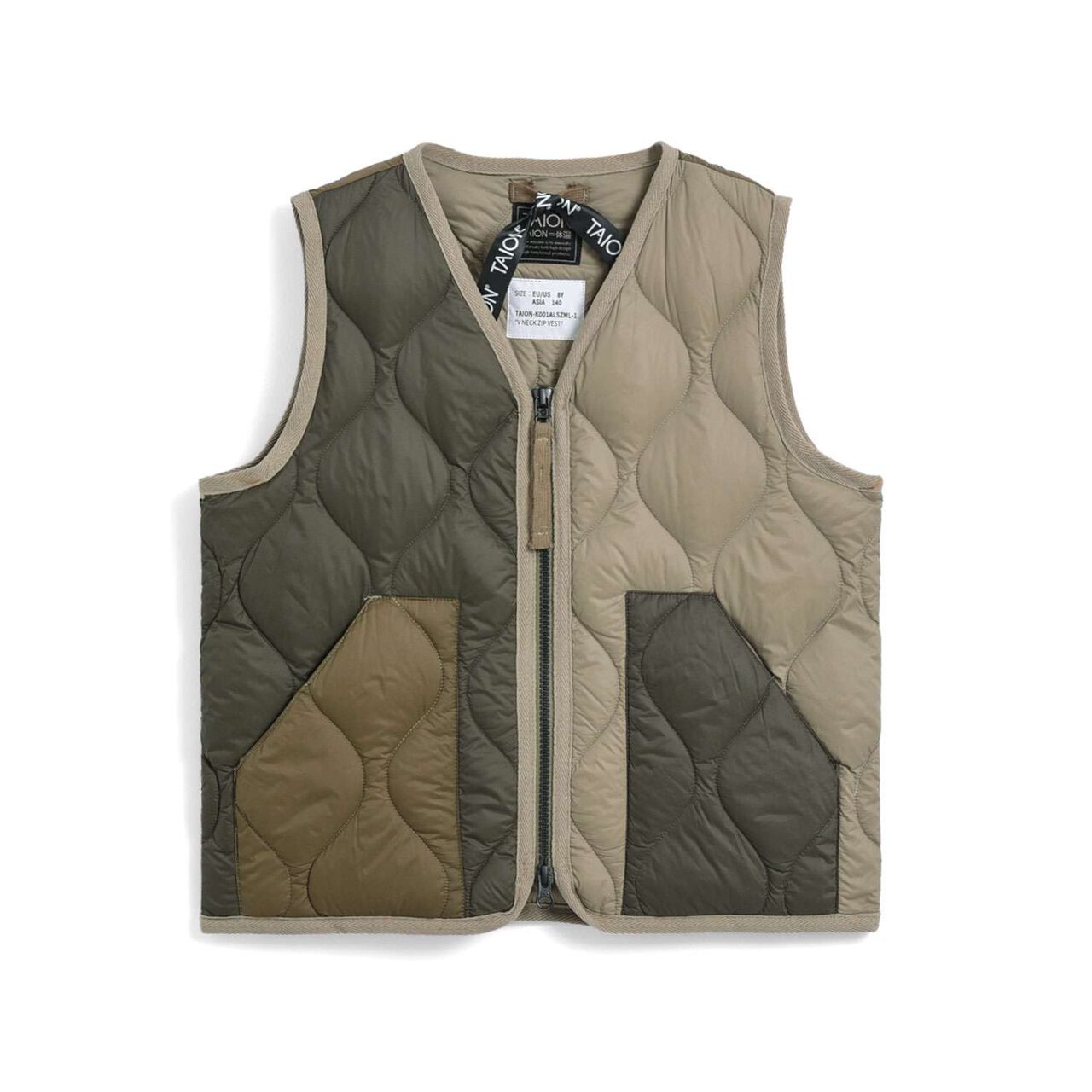 [Parent-Child Matching] [KIDS] TAION Military V-Neck Down Vest,Olive, large image number 3