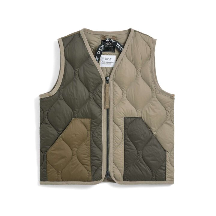 [Parent-Child Matching] [KIDS] TAION Military V-Neck Down Vest,Olive, medium image number 3