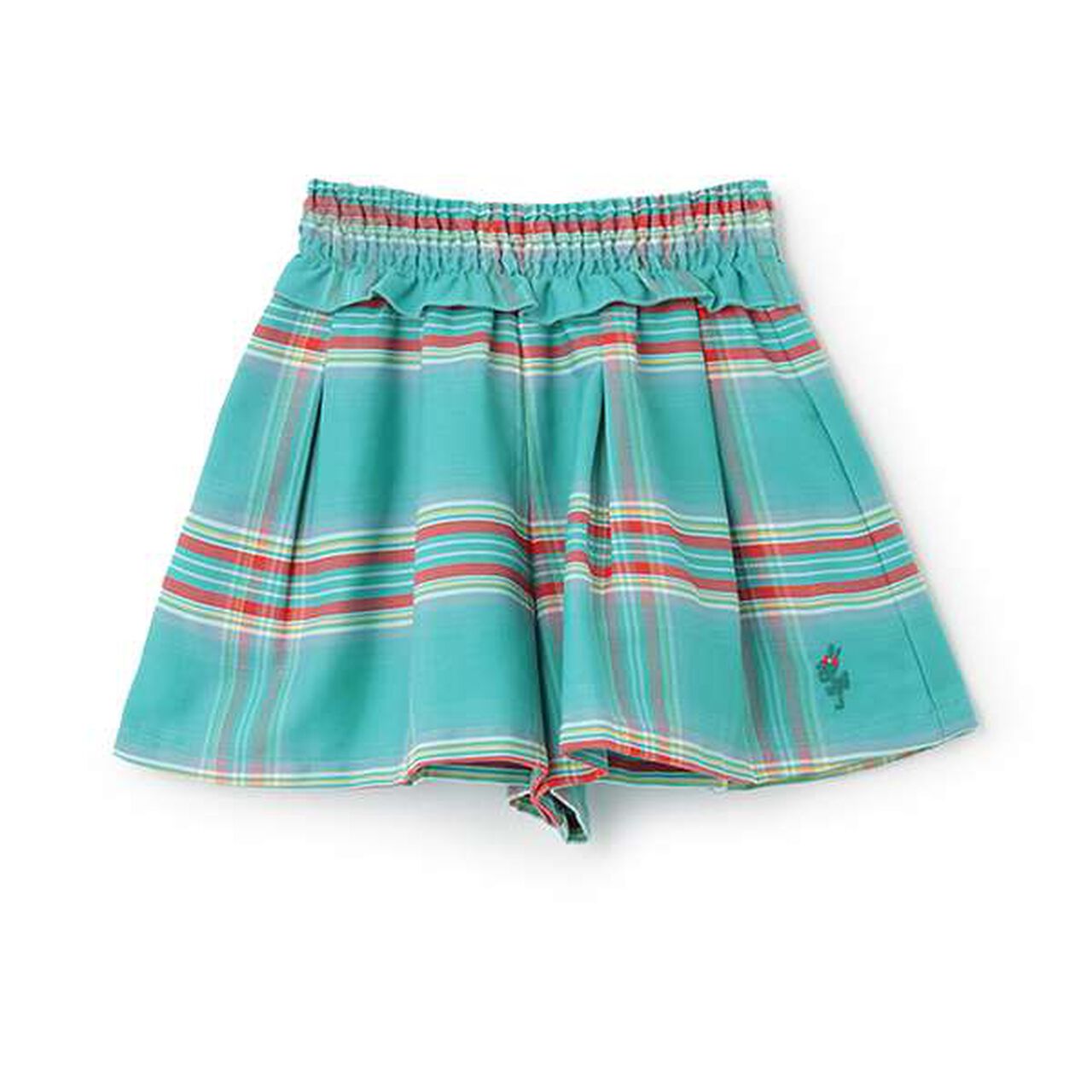 Waist Shirred Check Culottes,Black, large image number 11