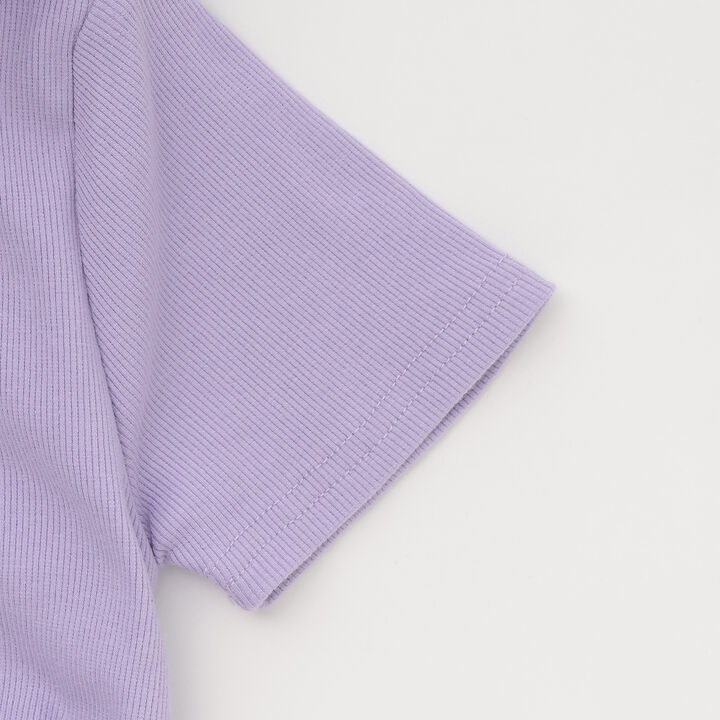 Ribbed Fabric Faux Layered Short-Sleeve Hoodie,Lavender, medium image number 9