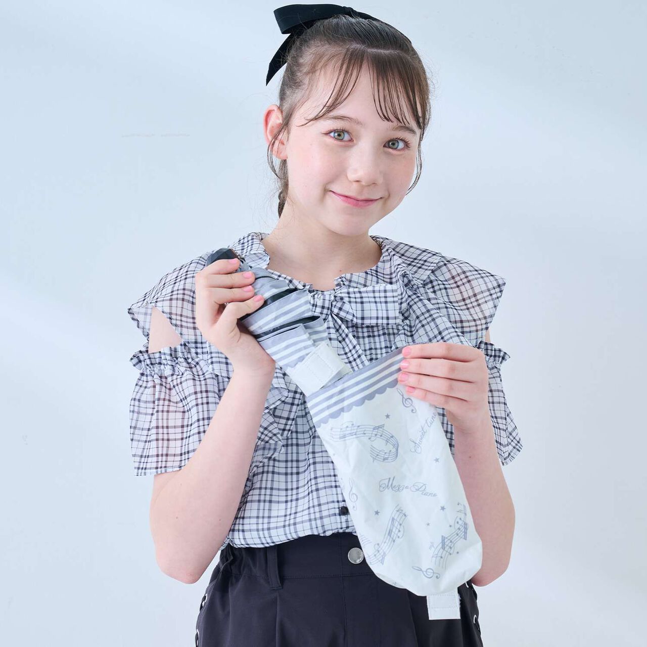 [UV 100%] [Heat Shielding] [Light Blocking] [All-Weather] With a Melody♪ Pattern Folding Umbrella,Ivory, large image number 12