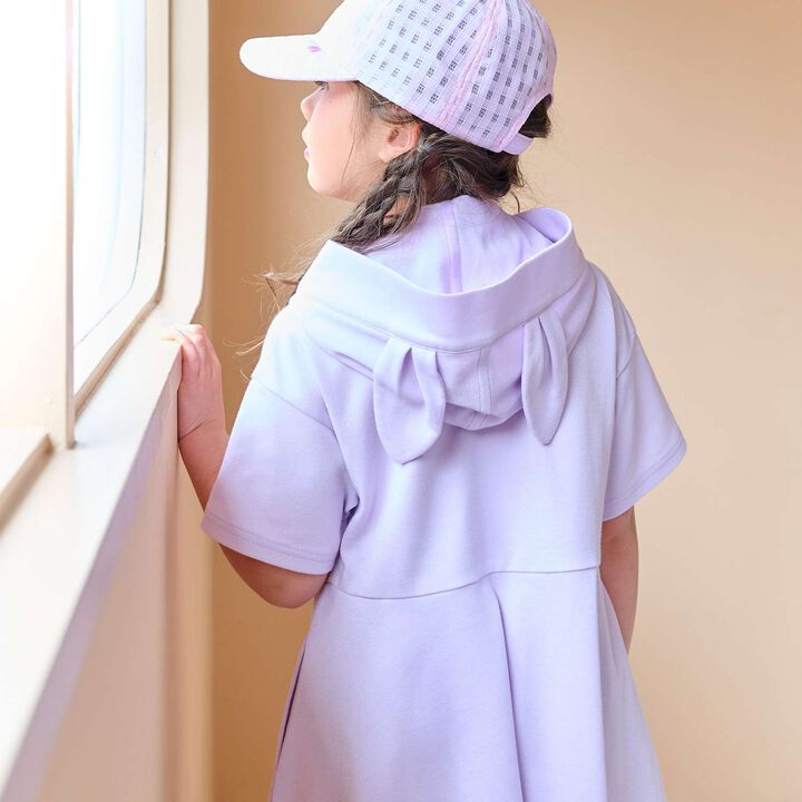 Short-Sleeve Parka One-Piece Dress with Animal Ears Charm,Turquoise, medium image number 18