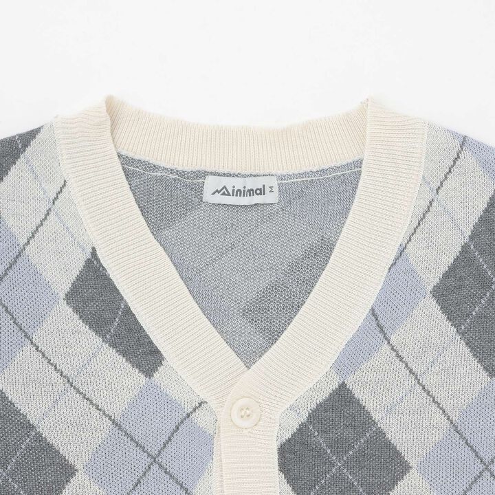 [Arael] Argyle Cardigan,Emerald green, medium image number 12