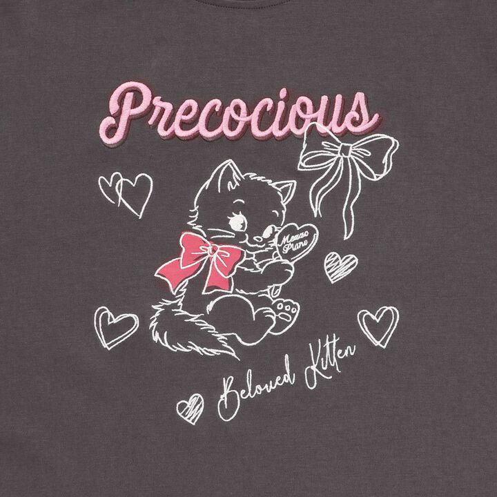 Kitten & Ribbon Long-Sleeve T-Shirt,Charcoal gray, medium image number 3