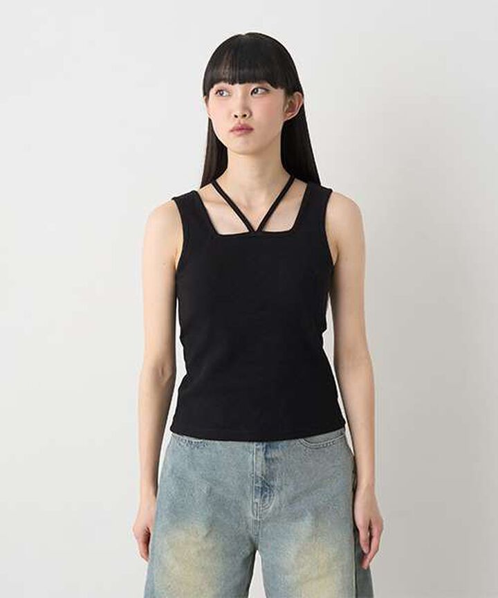 Black Cross Halter Tank,Multi color, medium image number 15