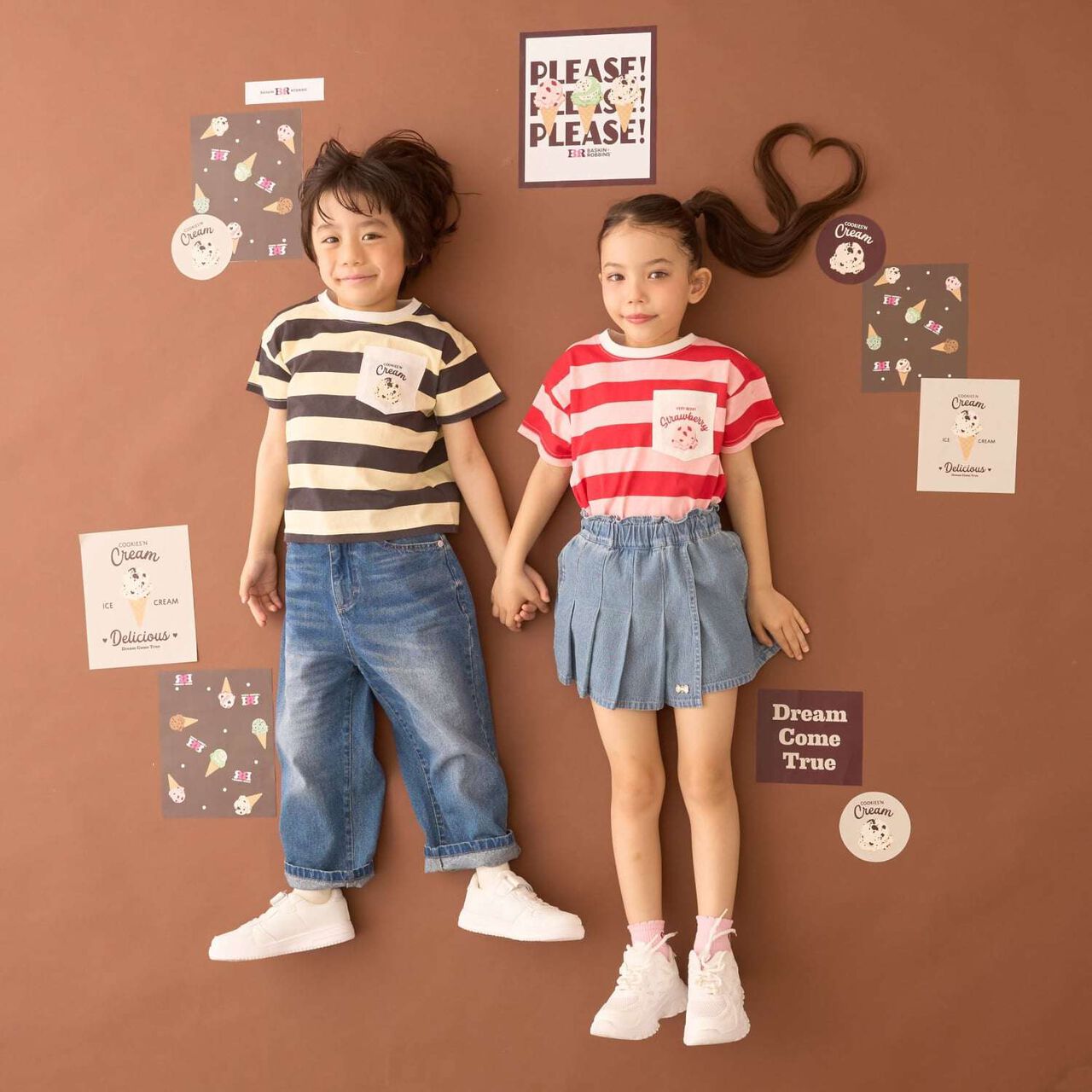 [31 Ice Cream] UV Cool Touch Shape-Retaining Sherbet T Assorted Print Striped T-Shirt,Black, large image number 19