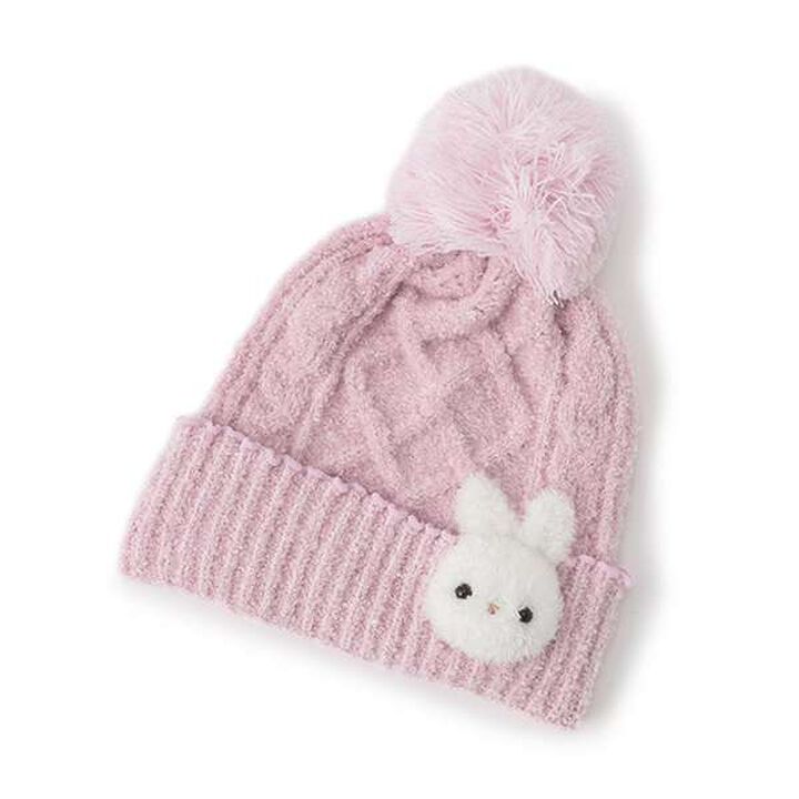 Boa Rabbit Mascot Marshmallow Knit Hat,Light pink, medium image number 0