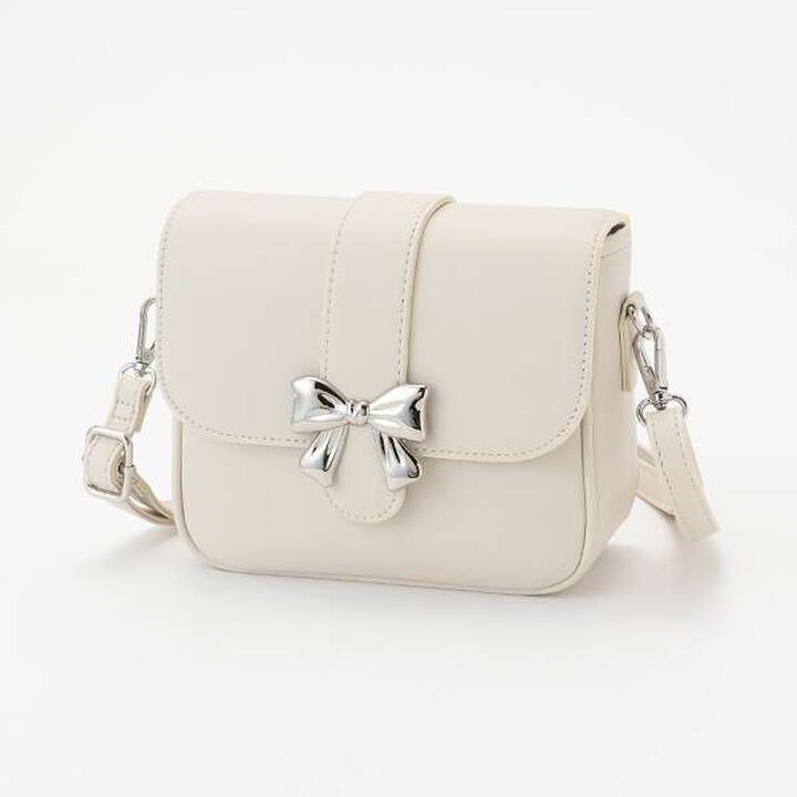 Ribbon Buckle Shoulder Bag,Ivory, medium image number 0