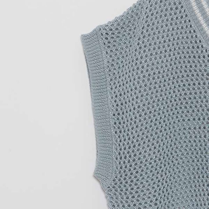 Mesh Knit Vest with Inner Lining,Black, medium image number 14