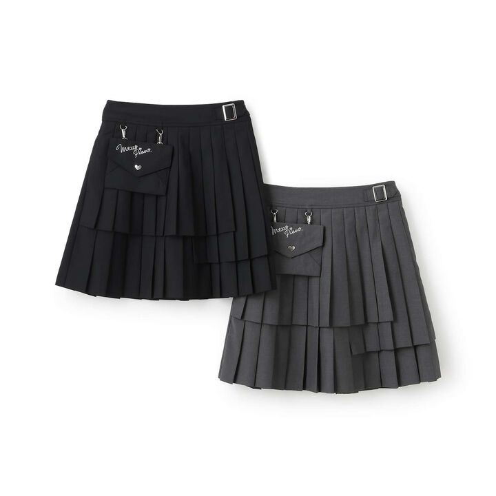 3-Tier Pleated Skirt-Pants with Letter Pouch,Gray, medium image number 15