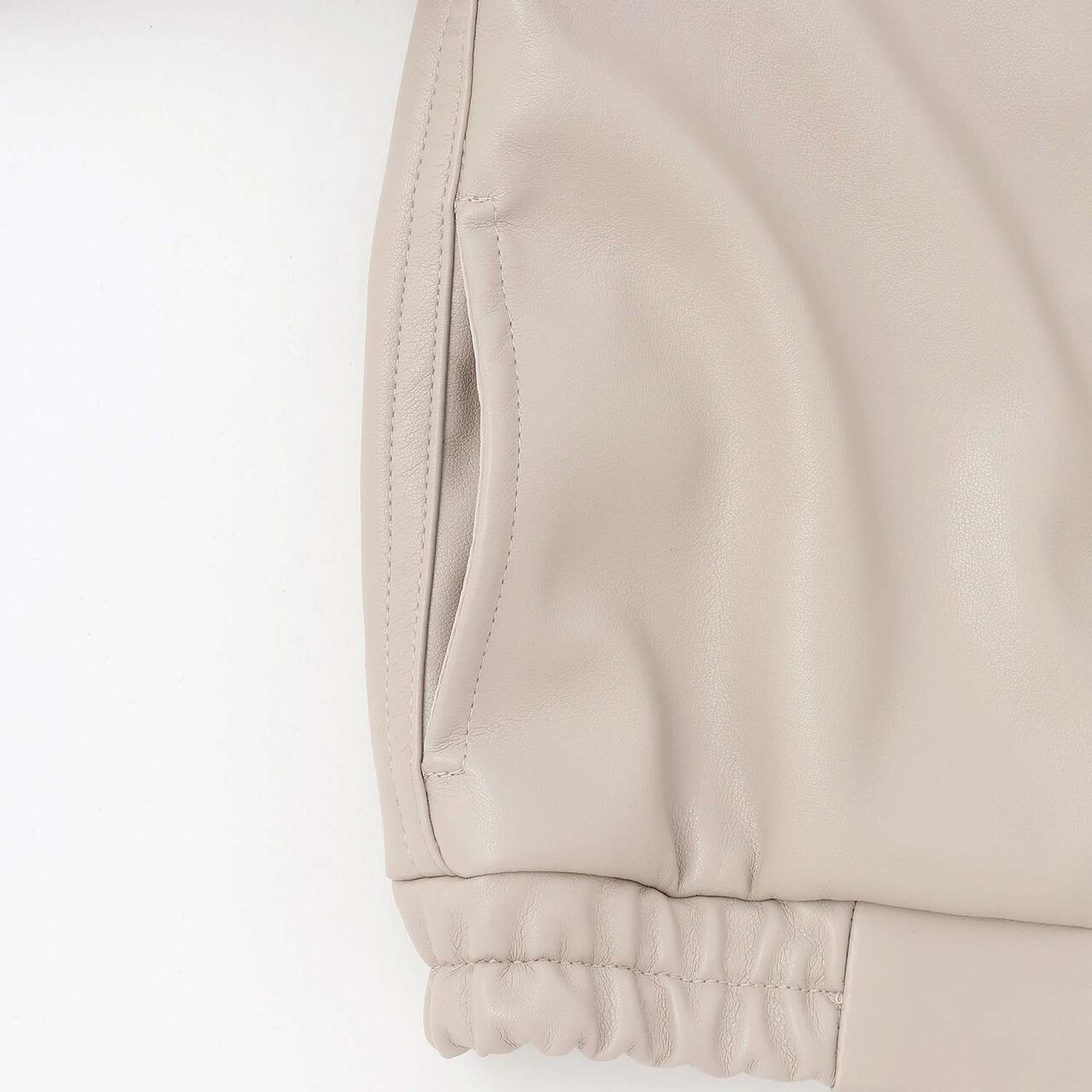 [Link] Faux Leather Jacket,Beige, large image number 7