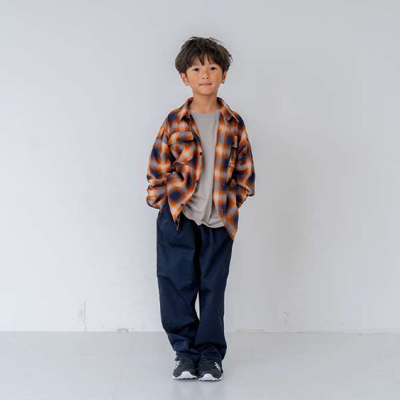 [Link] Ombre Check Emblem Embroidered Shirt,Orange, large image number 12