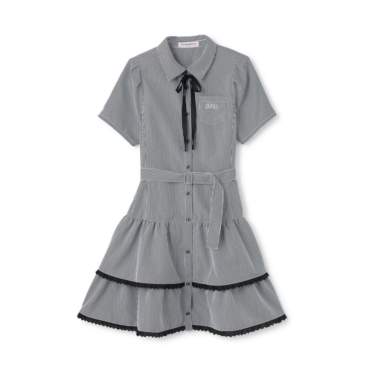 Tiered Shirt Mini One-Piece Dress,Blue, large image number 12