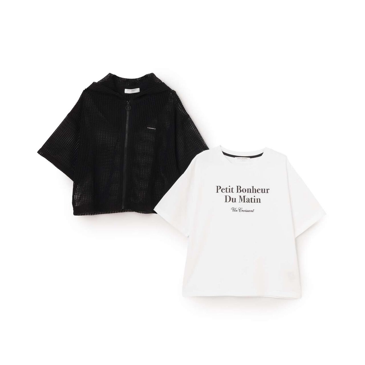 Mesh Parka & T-Shirt Set,Off white, large image number 2